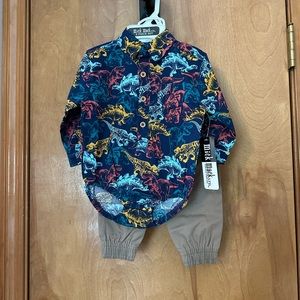 2 piece Dinosaur long sleeve one piece and pants